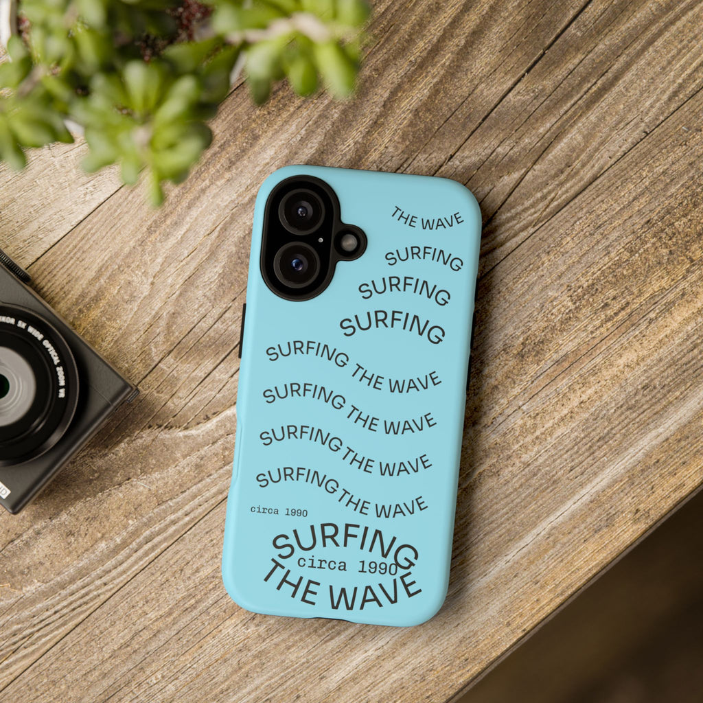 Surfing The Wave Phone Case — Blue Surf Graphic Protective Tough Case