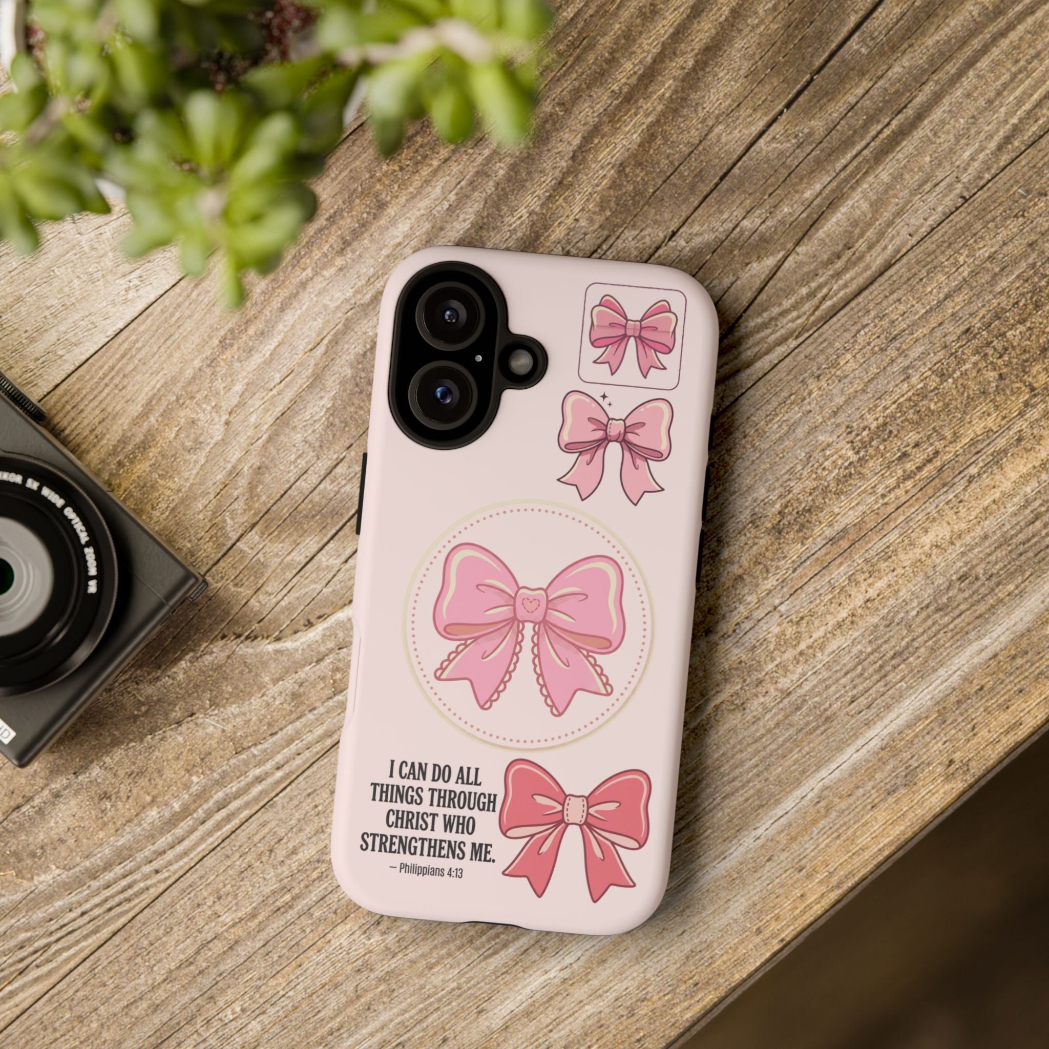 Pink Bow Tough Phone Case – Cute Protective iPhone Cover