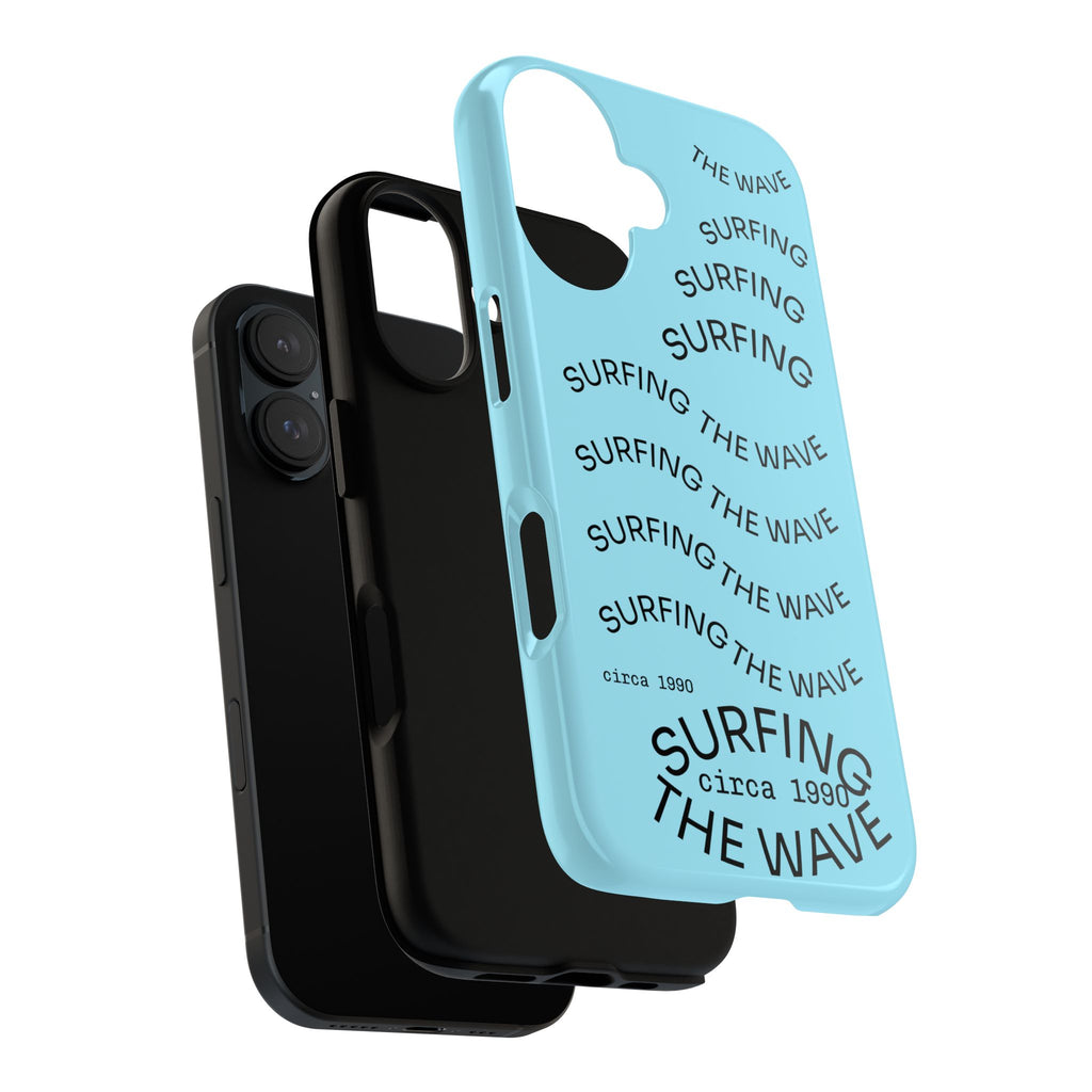 Surfing The Wave Phone Case — Blue Surf Graphic Protective Tough Case