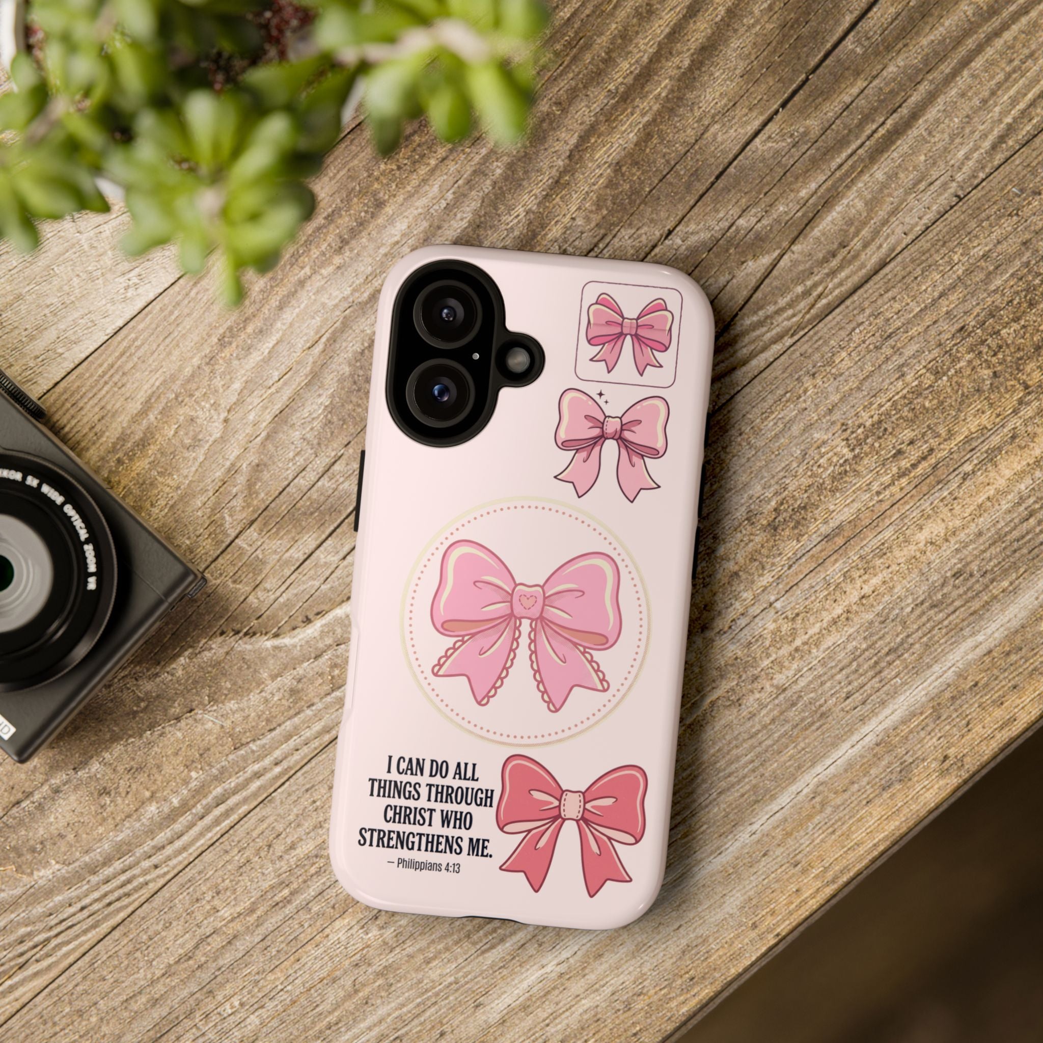Pink Bow Tough Phone Case – Cute Protective iPhone Cover